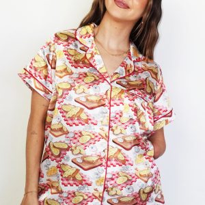 Cheesy Garlic Bread Short Satin PJ Set