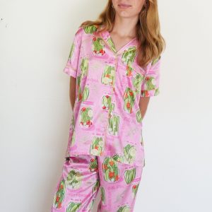 Girls - Pickles Short Top / Long Pants Satin PJ Set