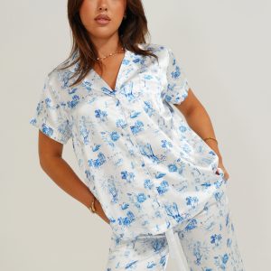 Coming Home Satin Short Top/ Long Pants Pyjama Set