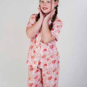 Girls - Peaches Jersey Knit Cotton Long PJ Set
