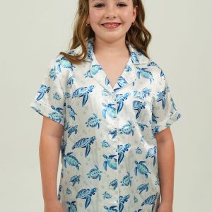 Girls Find The Current White Satin Short Pyjama Set