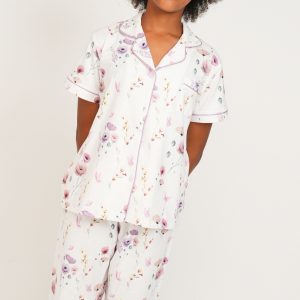 Girls - Edge Of The Meadow - Jersey Knit Cotton - Short Top/Long Pants PJ Set