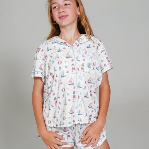Girls - Sail Away Jersey Knit Cotton Short PJ Set