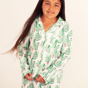Girls - Frosty Forest Jersey Knit Cotton Long PJ Set