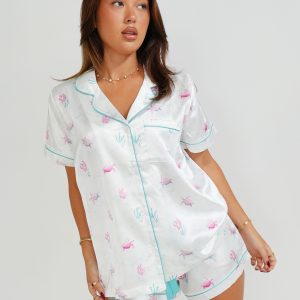 White Turtles Short Satin PJ Set