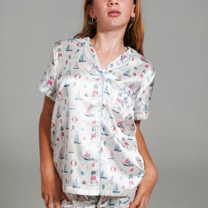 Girls - Sail Away Short Satin PJ Set
