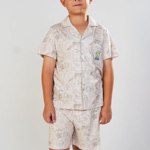 Boys - Khaki Creatures Jersey Knit Cotton PJ Set