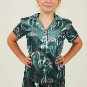 Girls Australian Native Satin Short Pyjama Set