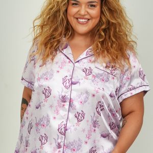 Lilac Garden Under The Sea Short Satin PJ Set