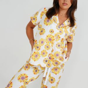 Sunflower Cotton Short Top/Long Pants PJ Set