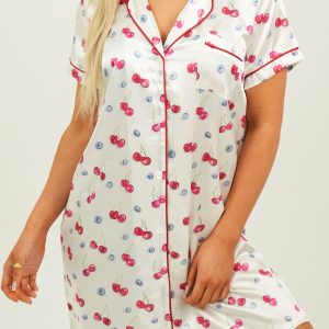 Cherries And Berries Satin Night Shirt