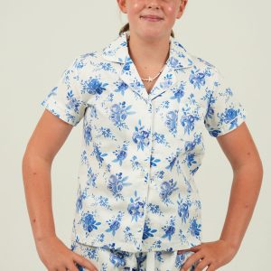 Girls White Blossom Cotton Short Pyjama Set