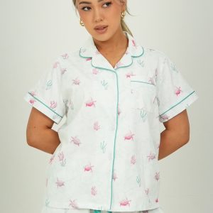 White Turtles Jersey Knit Cotton Short PJ Set