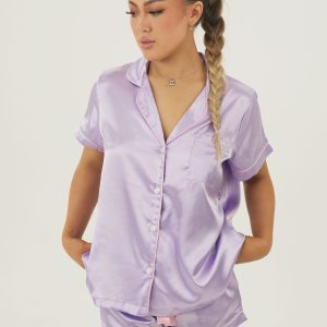 Lilac Satin Short PJ Set