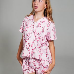Girls - Cherry Blossom Jersey Knit Cotton Short PJ Set
