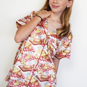 Girls - Cheesy Garlic Bread Short Satin PJ Set