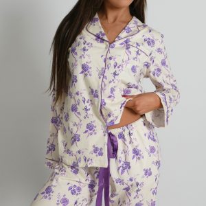 Botanical Garden Jersey Knit Cotton Long PJ Set