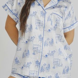 Dollhouse Blue Short Satin PJ Set
