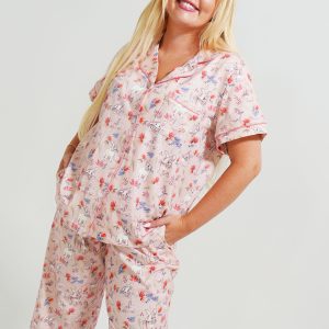 Hop To Bed Jersey Knit Cotton Short Top / Long Pants PJ Set