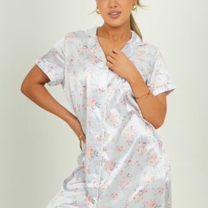 Lilac Blossom Satin Night Shirt
