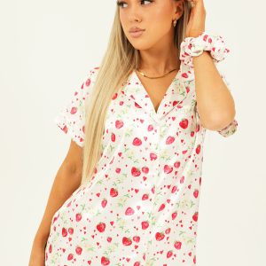 Strawberries Satin Short Pyjama Set