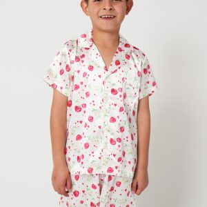 Boys Strawberries Satin Short Pyjama Set