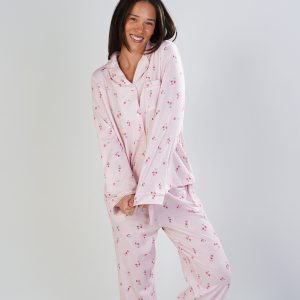 Strawberry Fields Jersey Knit Cotton Long PJ Set