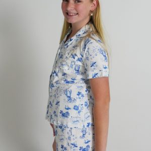 Girls - Coming Home (White Drawstring) Jersey Knit Cotton Short PJ Set