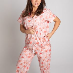 Peaches Jersey Knit Cotton Long PJ Set