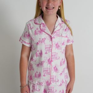 Girls - Dollhouse Pink Jersey Knit Cotton Short PJ Set