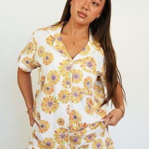 Sunflowers Jersey Knit Cotton Short PJ Set