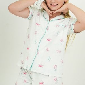 Girls - White Turtles - Jersey Knit Cotton Short PJ Set