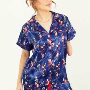 Santa's Workshop Satin Short Top/ Long Pants Pyjama Set