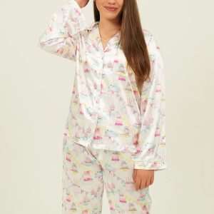 Birthday Satin Long Pyjama Set