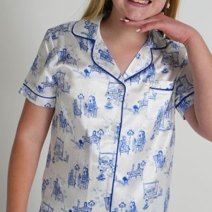 Girls - Dollhouse Blue Satin Short PJ Set