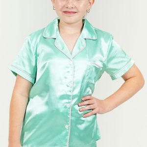 Girls Watermelon Green Satin Short Pyjama Set