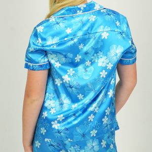 Girls - Hawaiian Daze Blue Satin Short PJ Set