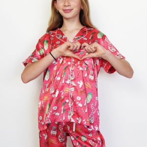 Girls - Kimchi Short Top / Long Pants Satin PJ Set