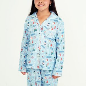 Girls - Dear Santa Jersey Knit Cotton Long PJ Set