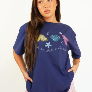 Navy Seashells T-Shirt & Short Pants PJ Set