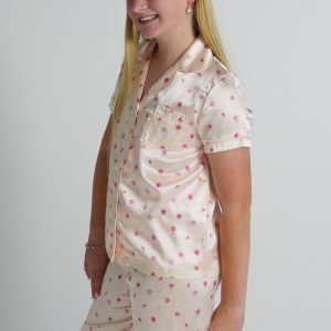 Girls - Champagne Rose Satin Long PJ Set
