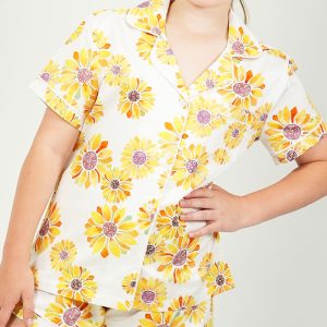 Girls Sunflower Cotton Short Pyjama Set