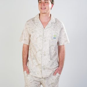 Mens - Khaki Creatures Jersey Knit Cotton Short Pants PJ Set