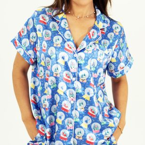 Santa's Snow Globes Satin Short PJ Set