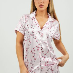 Cherry Blossom Satin Short PJ Set