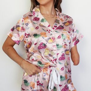 Wine & Cheese Short Satin PJ Set