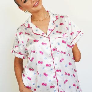 Cherries And Berries Satin Short PJ Set