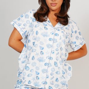 Seashell Sweetheart Jersey Knit Cotton Short PJ Set