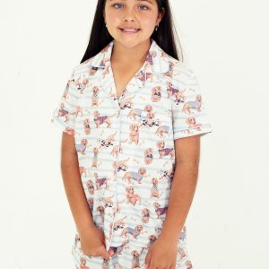 Girls - Doggy Daycare Jersey Knit Cotton Short PJ Set