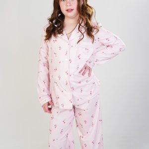 Girls - Strawberry Fields Jersey Knit Cotton Long PJ Set